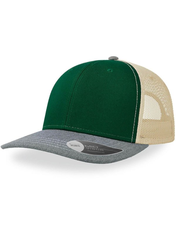 bottle green-grey melange-whit